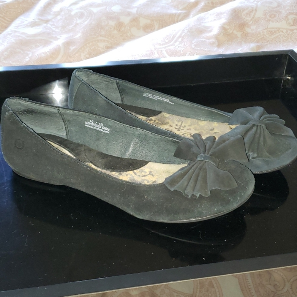 Born Suede Bow Flats Memory Foam Comfy